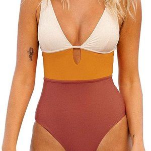 CUPSHE Women's One Piece Swimsuit Color Block Keyhole Cutout Bathing Suit